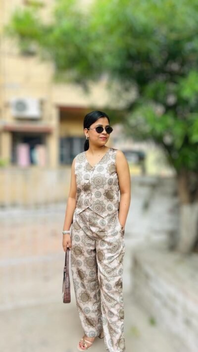 Dirkha Satin Western Waist Coat with Pant (Co-Ords)