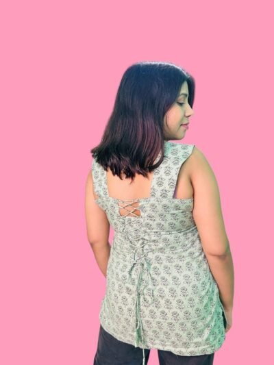 Kiran - Cotton Short Printed Kurti Green